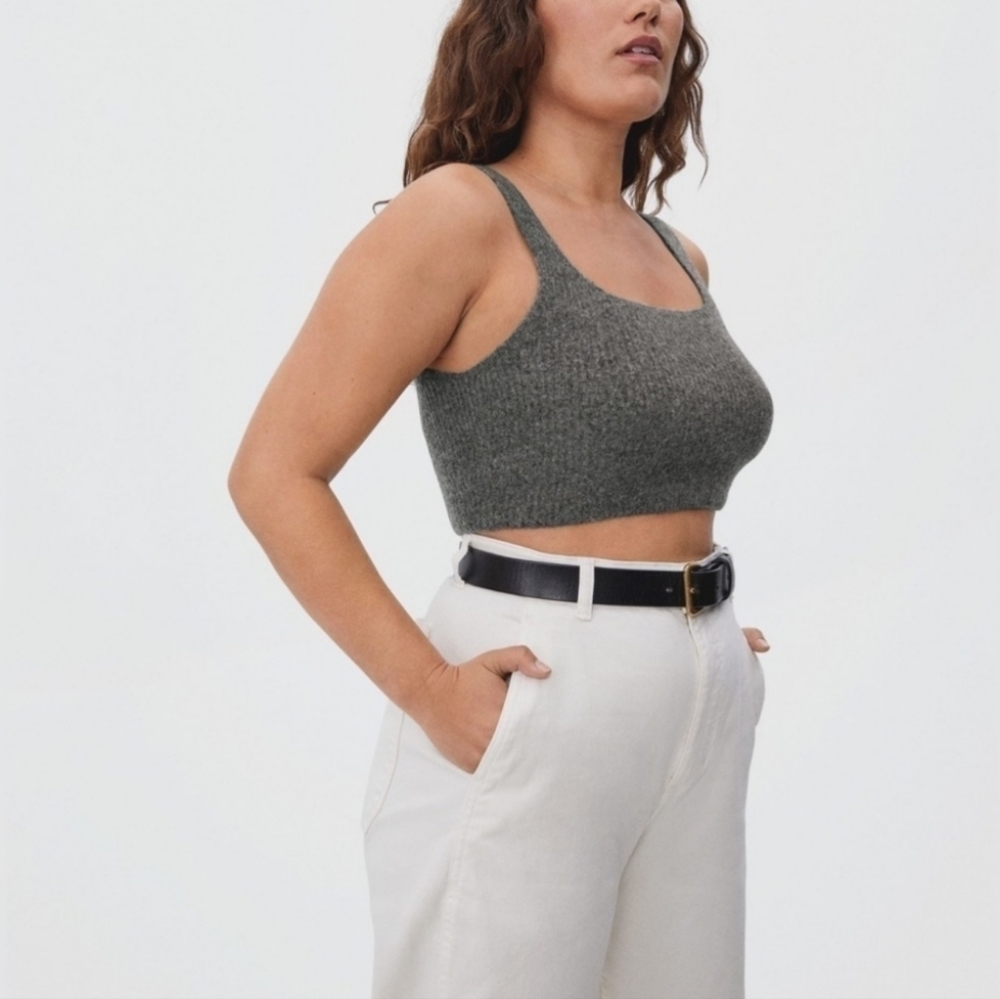 Everlane Cozy Stretch Wool Blend Cropped Tank Heathered Charcoal